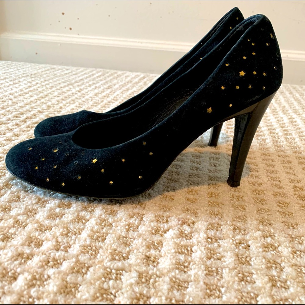 Delman Suede Gold Star High Heels